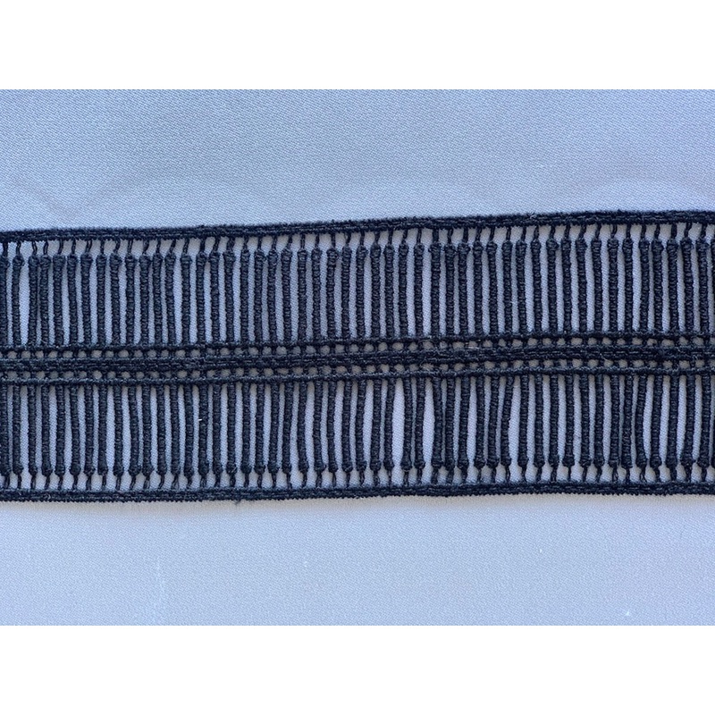 2 1/2" Designer Jet Black Cotton Venise Lace Trim (Made in Italy)