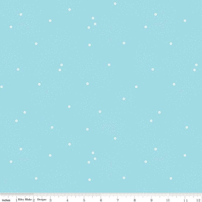 3-Yard Cut - Dainty Daisy Waterfall Blue Dotted 108" WIDEBACK - WB665 - Riley Blake Quilting Cotton Fabric