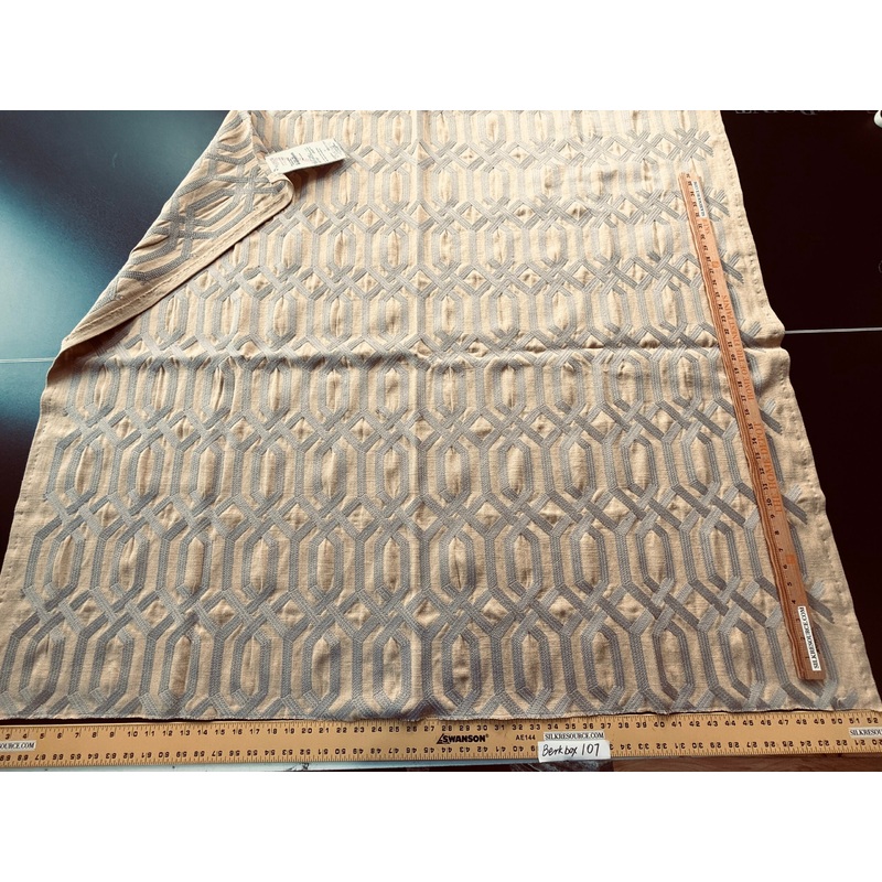 15 Berkbox107 1.2y Scalamandre Aldeco Trellis Addiction Sahara Sun Gold Gray Embroidery Viscose Cotton