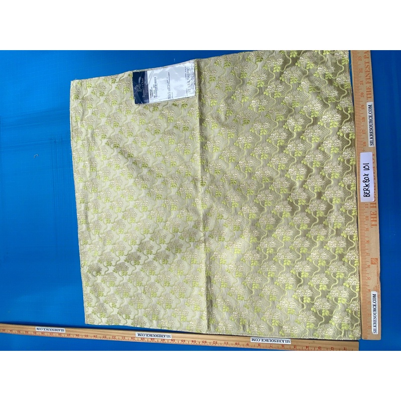 67 Berkbox101 Square Silk by Tassinari and Chatel Carmontel Chartreuse Yellow Green Beige Small Scale Floral Historic MSRP USD704/y