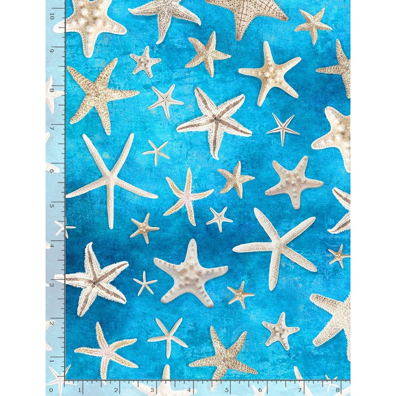 Beach Dreams Starfish Blue Timeless Treasures Cotton Fabric