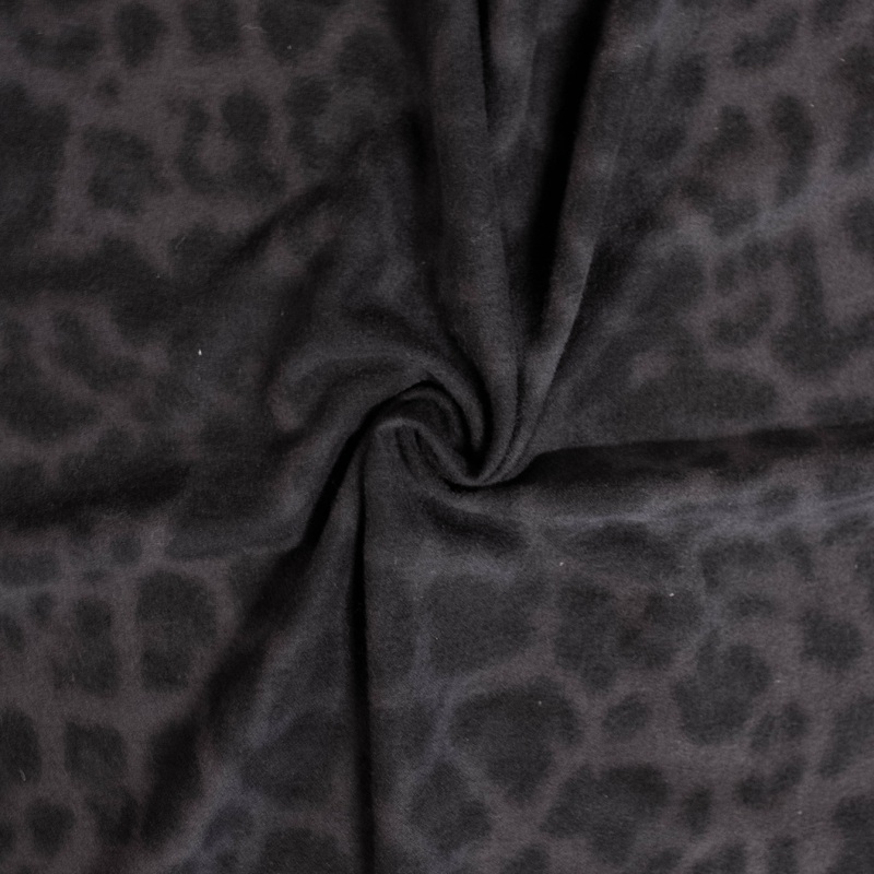 Wayne Dark Grey Leopard Brushed Wool Fabric