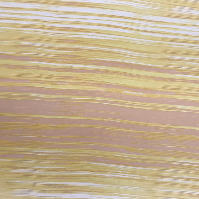 2 YD PC-Tan-Yellow-White Brushed Stripes Charmeuse Silk Designer Remnant Fabric