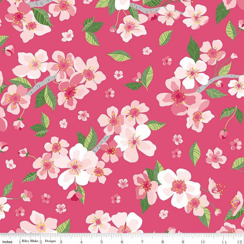 9" End of Bolt - SALE Orchard Main C13150 Cherry - Riley Blake Designs - Floral Flowers - Quilting Cotton Fabric