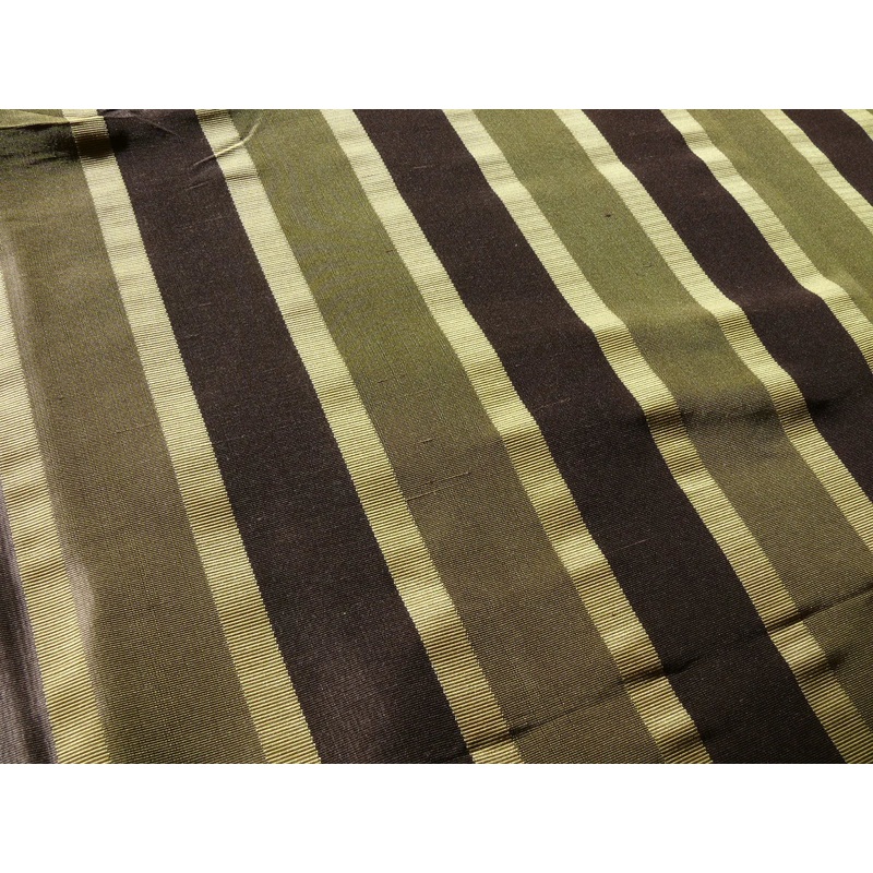 Coraggio Textile Fabric 3yard from Italy Highest Quality Silk Wide Stripe Green Brown Gold MSRP USD 300+/yard