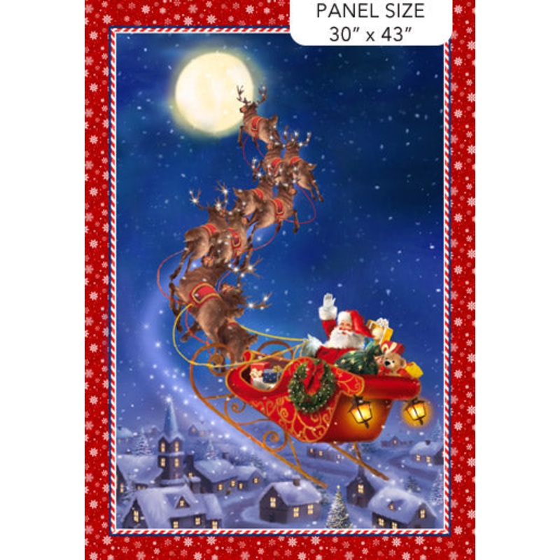 Twas The Night Before Christmas Santa Claus Panel 30"x43" Indigo Multi Simon Treadwell Northcott Cotton Fabric