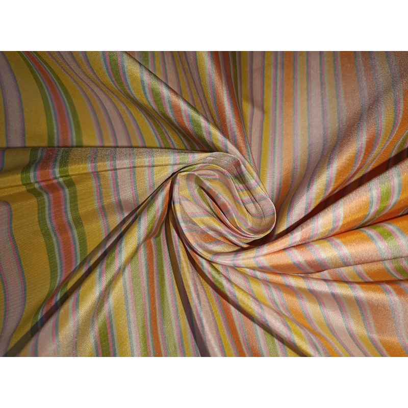 100% silk taffeta fabric multi colour stripes-superb 54" wide Taf#S113