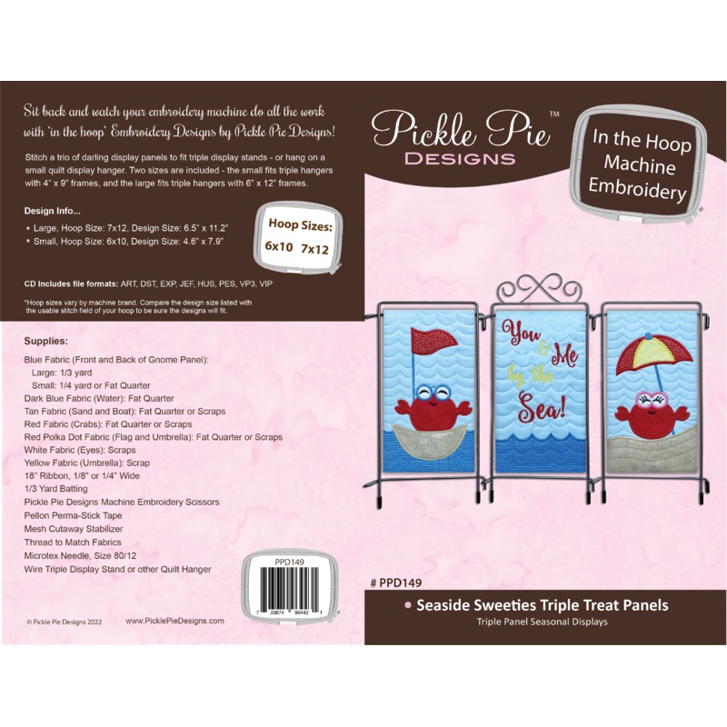 Seaside Sweeties Triple Treat Panels In the Hoop Embroidery Design Collection