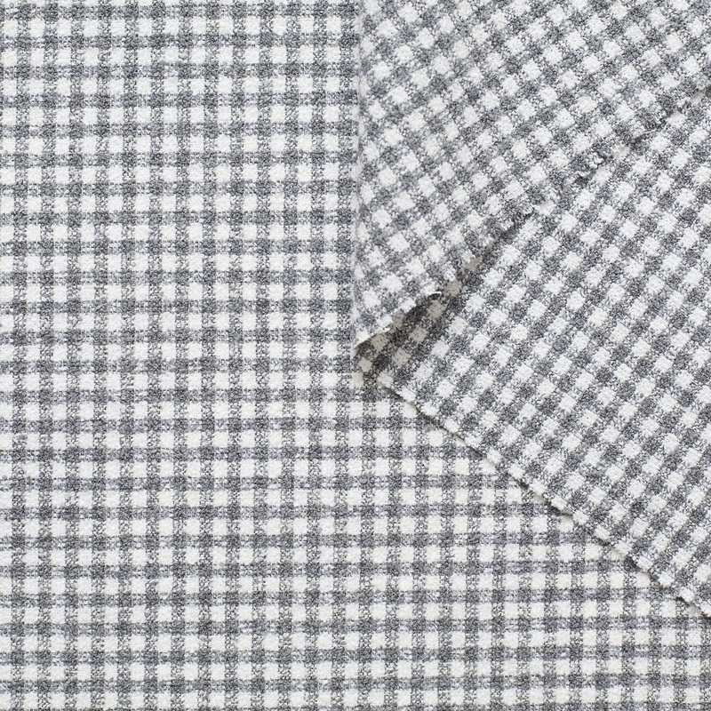 T22E00711 | Cotton, Wool and Linen Gingham Boucl Frost Gray