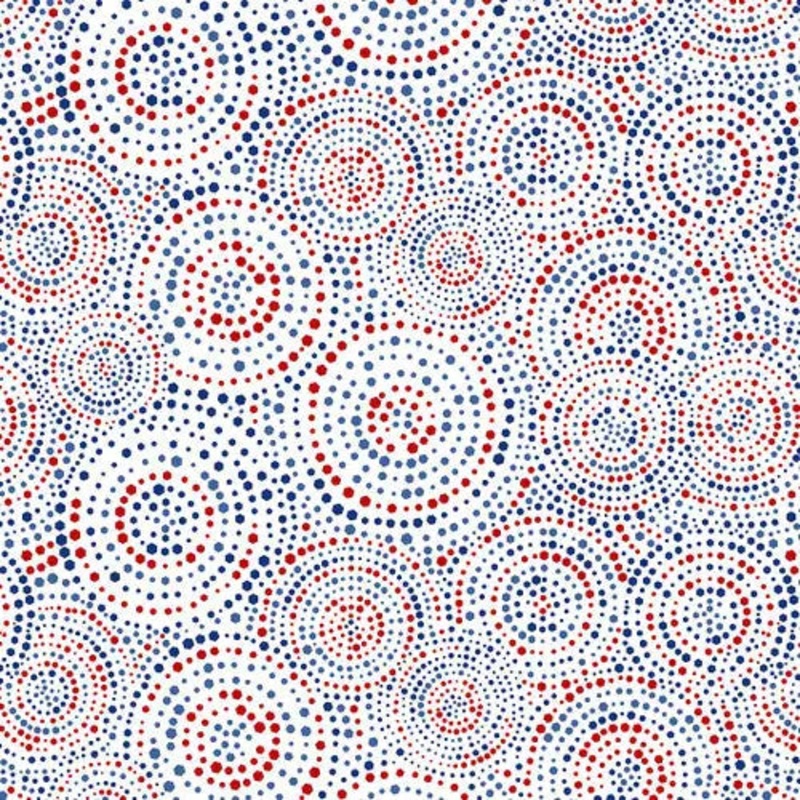 White Patriotic Hexi Dots Cotton Wideback Fabric per yard
