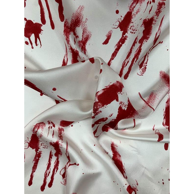 Bloody Hands Printed Silk Twill - Off-White / Red