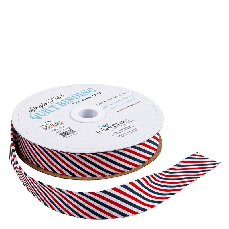 SALE Single-Fold Quilt Binding 1/8" Stripe Patriotic - STSFB-48812 - Riley Blake Designs - 2 1/2" Bias Binding - by the yard