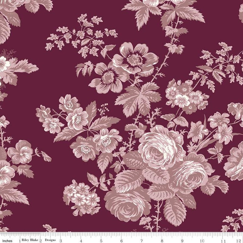 3-Yard Cut - DEAL Exquisite WIDEBACK WB10709 Burgundy - Riley Blake Designs - 108" Tonal Floral Flowers - Quilting Cotton Fabric