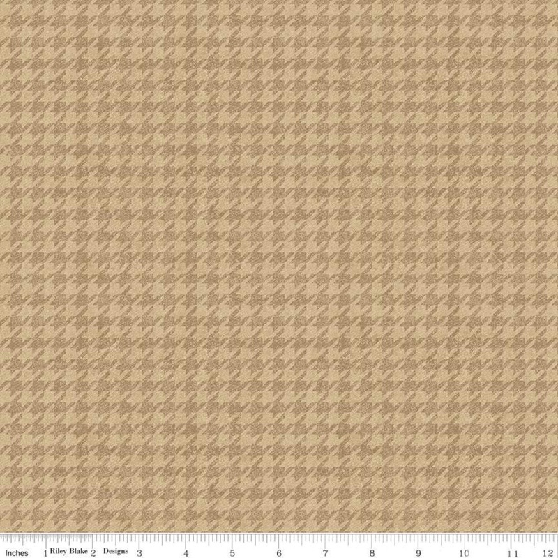 All About Plaids Houndstooth C637 Tan - Riley Blake Designs - Broken Check - Quilting Cotton Fabric