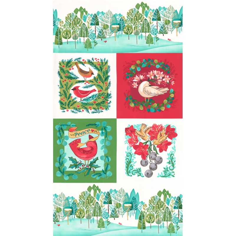 Winterly Christmas Panel 24" Multi Rob Pickens Moda Cotton Fabric MD-48766-11