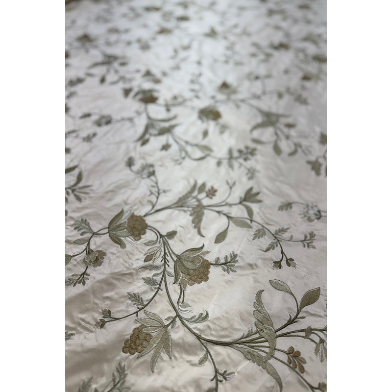 Beige/Multicolor Embroidered METF-023 Silk Taffeta