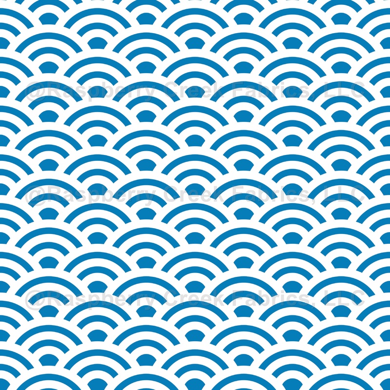 Seigaiha, Waves, Traditional Japanese Pattern, White and Blue