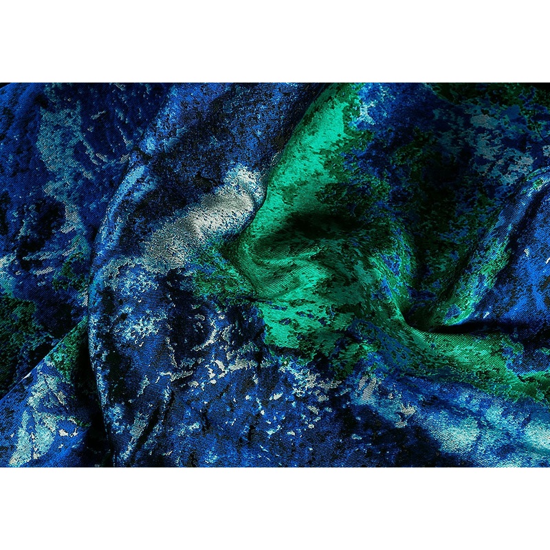 Underwater Watercolor Floral Silk Blend Brocade (Made in Italy)