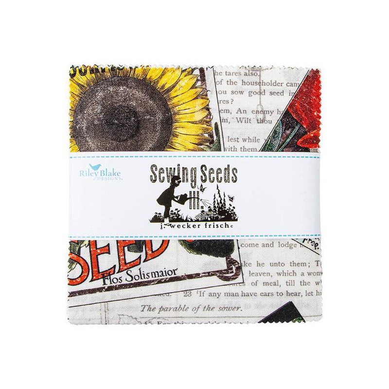 SALE Sewing Seeds III Charm Pack 5" Stacker Bundle - Riley Blake Design - 42-Piece Precut - J Wecker Frisch - Quilting Cotton Fabric