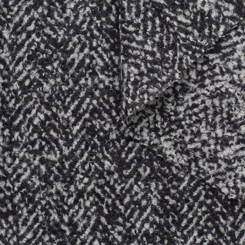 T23K04062 | Herringbones Boucl Wool Tweed Black