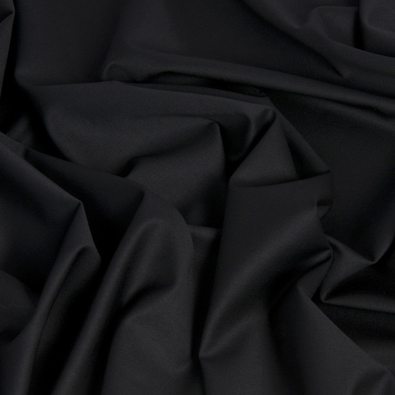 Black Stretchy Poly / Virgin Wool 186