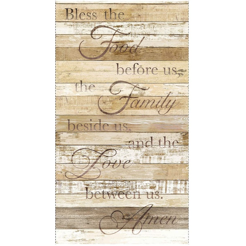 Bless This Food Panel 24" Natural Beige Timeless Treasures Cotton Fabric TT-C8127 Natural