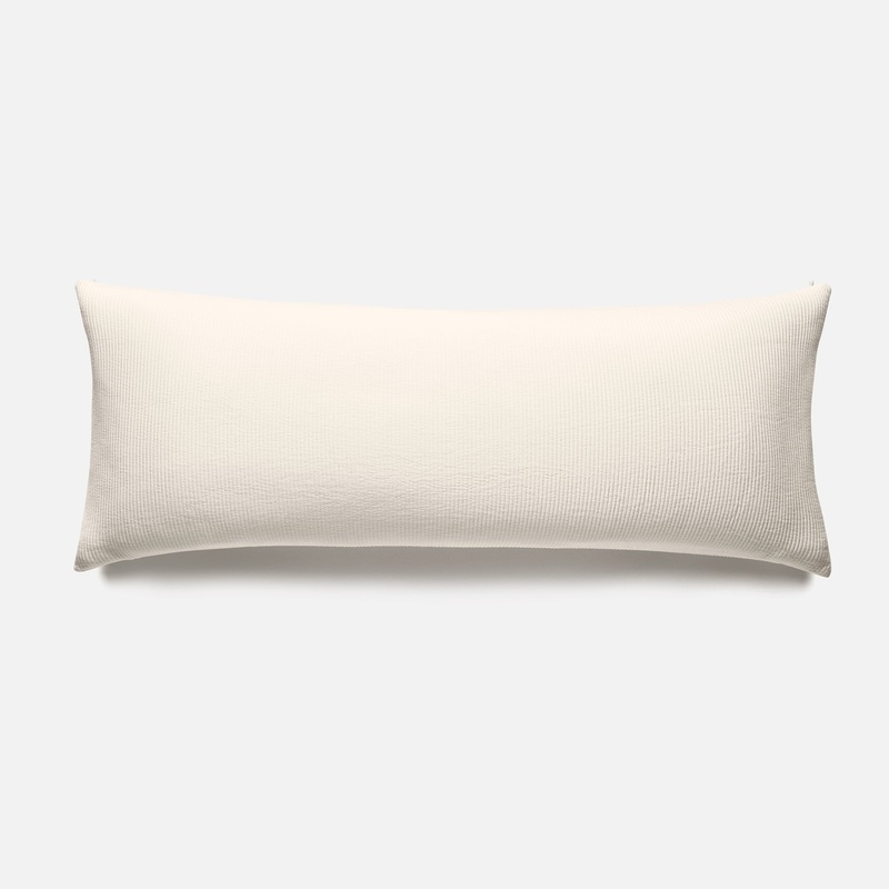 Ribbed Matelasse Lumbar Pillow Cover Cream