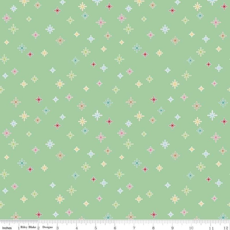 SALE Cozy Christmas Sparkle C5365 Mint - Riley Blake Designs - Lori Holt - Non-Metallic Multi-Colored Sparkles - Quilting Cotton Fabric