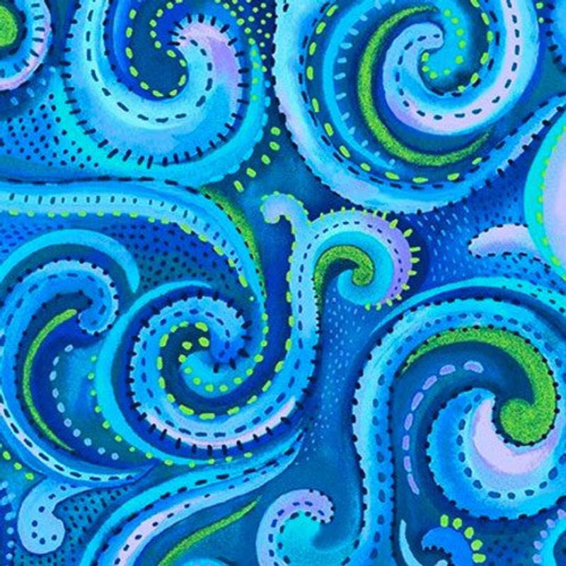 Studio E Fabrics Whirlwind Tidal Water (Blue) 108" Wide Backing Fabric - 8021-74 - 3 YARD