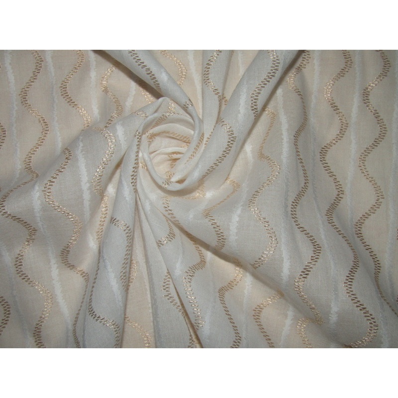 White cotton metallic jacquard fabric 44" by the yard