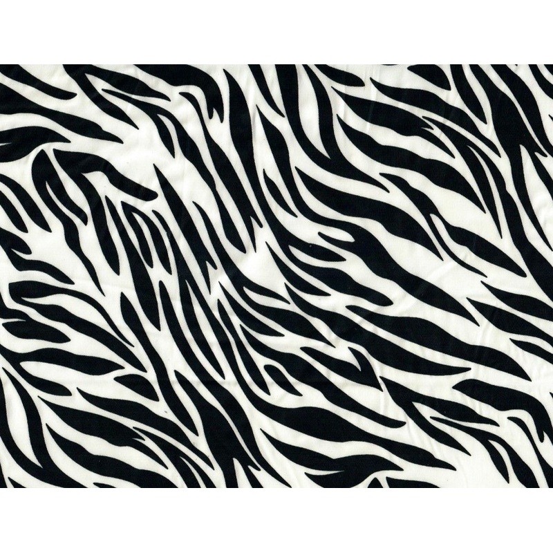 Zebra Animal Satin Stretch Fabric - POP4479-SE90106 IVORY/BLACK