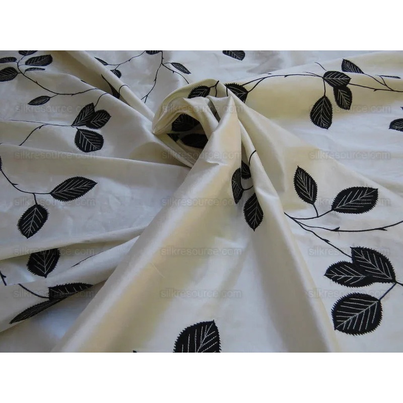 1.86y Scalamandre Hayworth Silk Crewel Bk/wht Embroidery Rp$104