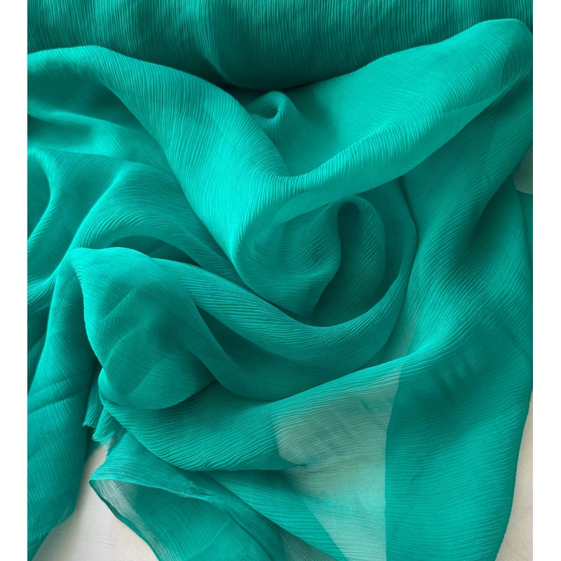 Emerald Green - 5mm Crinkle Silk Chiffon Fabric