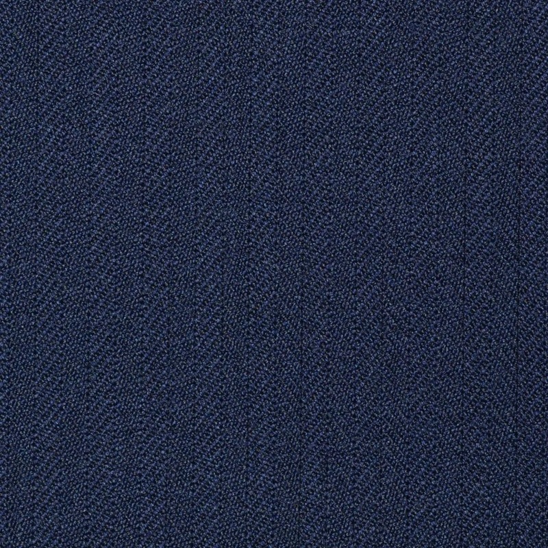 Navy Blue Narrow Herringbone Super 100's All Wool Suiting By Holland & Sherry