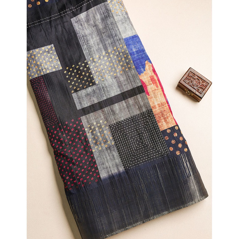 Semi tussar Temple border fabric
