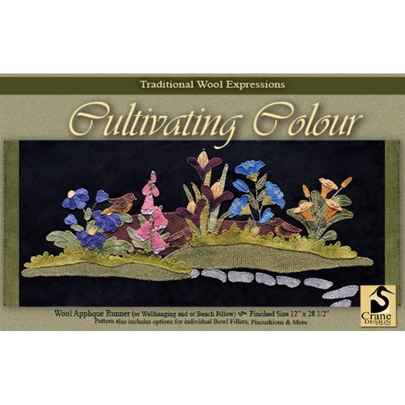 CULTIVATING COLOR - Wool Applique Pattern - Wall Hanging or Bench Pillow