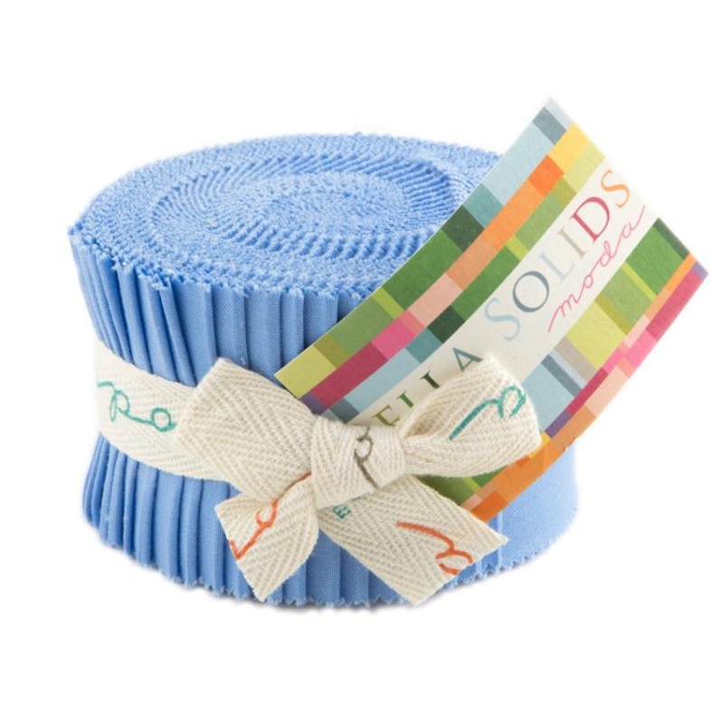 Bella Solids 30s Blue 2.5" Juniour Jelly Roll Moda Cotton Fabric MD-9900JJR-25