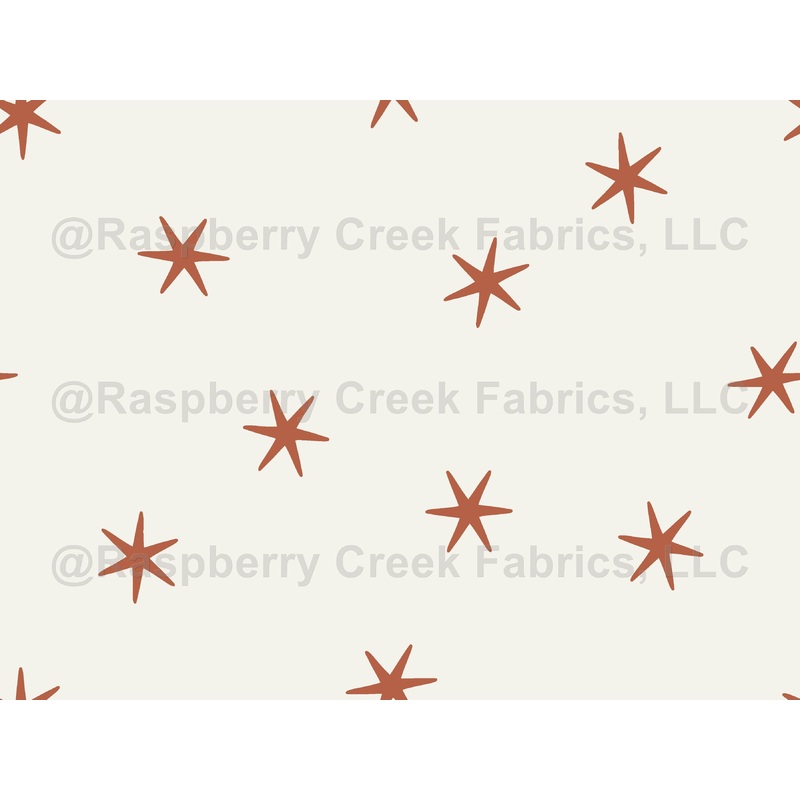 Scattered Small Brown Rust Minimalist Stars on Cream-Boho - simple