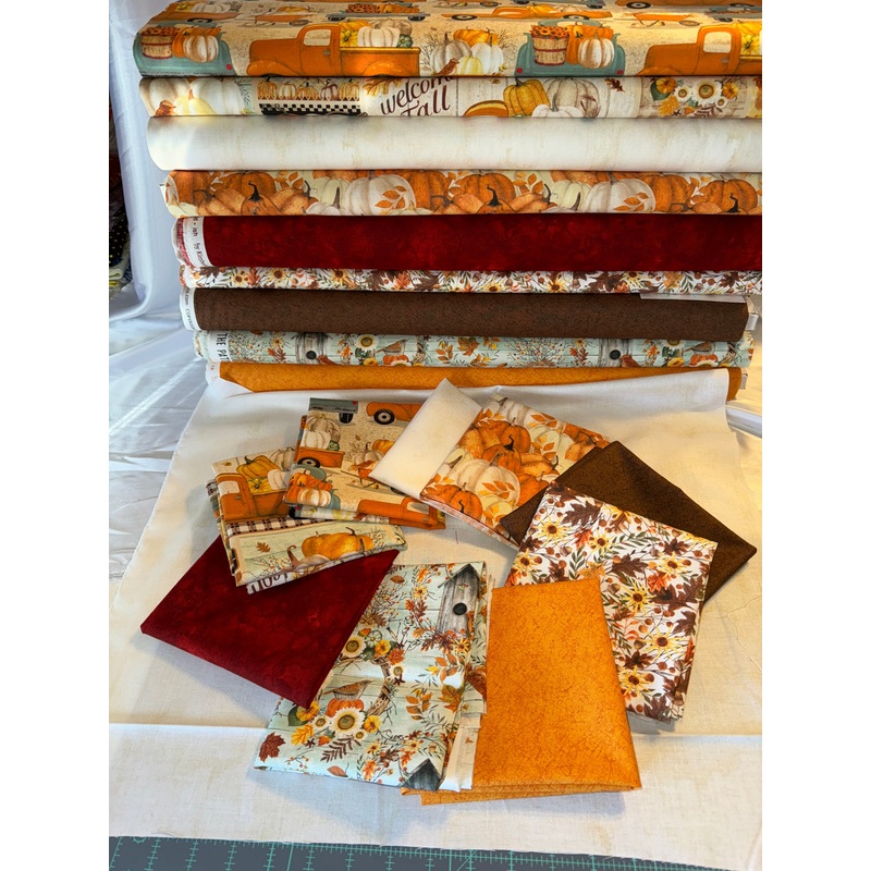 Pick of the Patch Fall Fabric Bundle with coordinating cotton blenders (FQs, 1/2 yard, 1 yd) 8 pieces