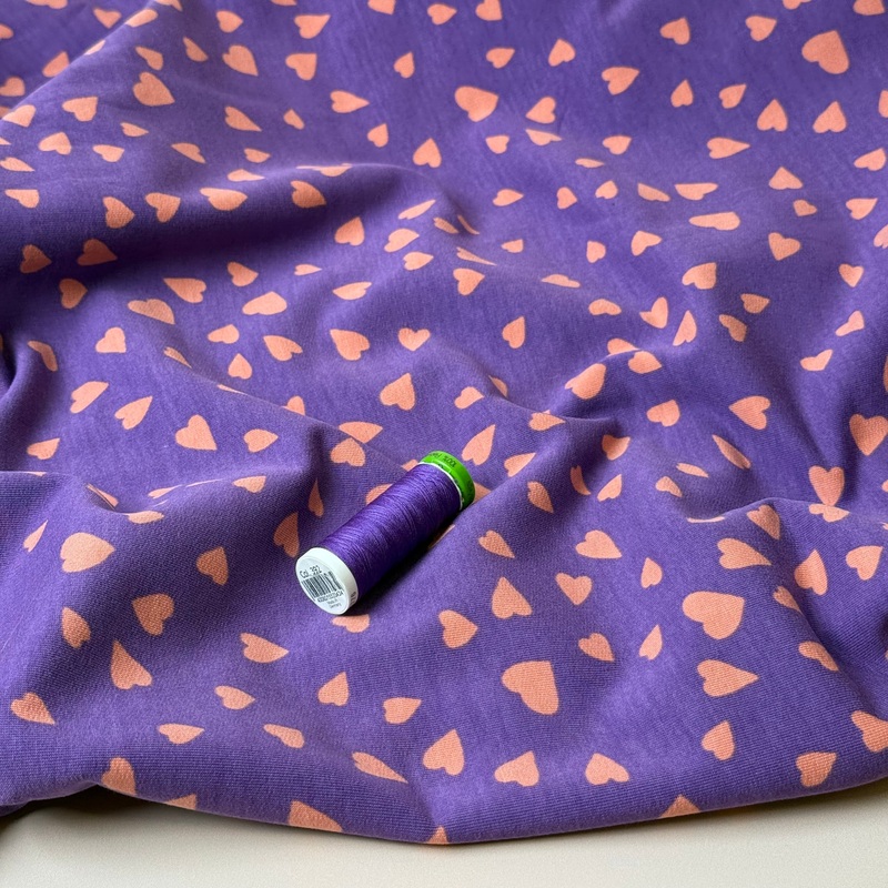 Purple Hearts Cotton French Terry