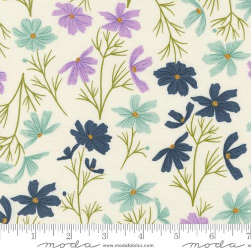 Sea Glass Summer Collection Cosmo Florals Cotton Fabric 43180 Natural
