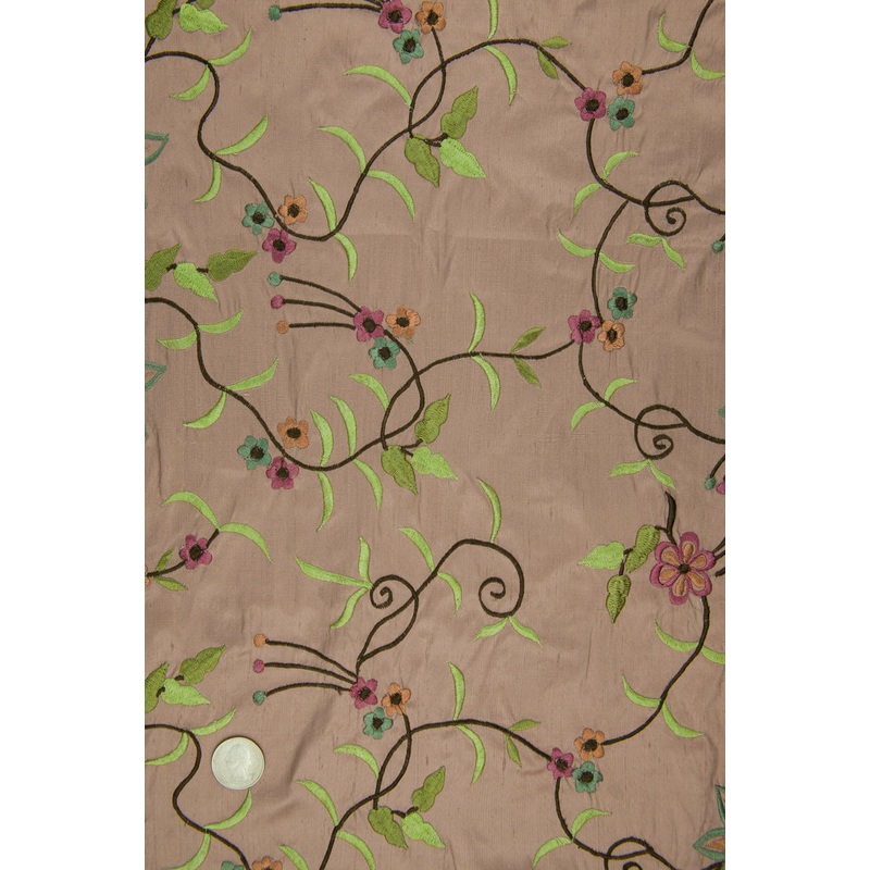 Embroidered Dupioni Silk MED-158 Fabric