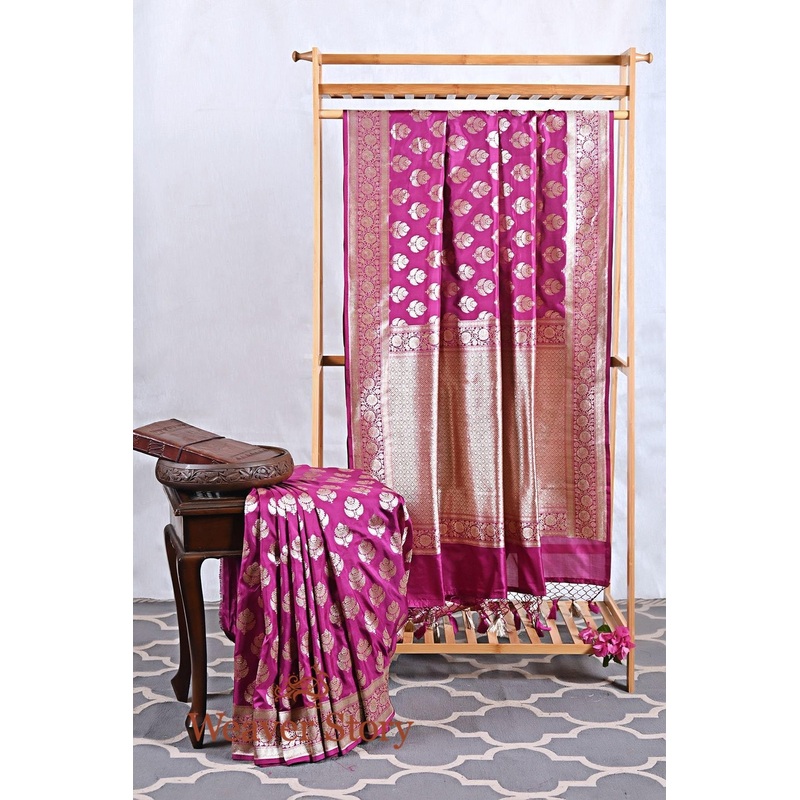 Purple Banarasi Handloom Silk Saree with Zari Weave