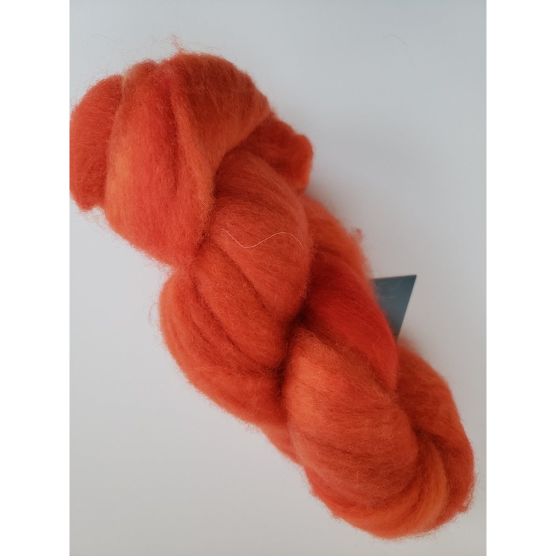 Corriedale Sliver - BLOOD ORANGE - 2 OZ Hand Dyed Fleece OOAK