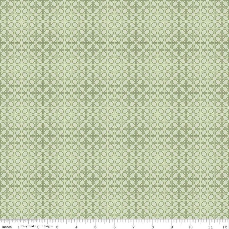 Winged Medley Tile C15916 Sage - Riley Blake Designs - Tiles Geometric Lines Shapes - Quilting Cotton Fabric