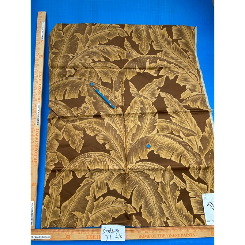 56 Berkbox71 Scalamandre Square Silk by Grey Watkins Havana Cacao Tropical Foliage Brown MSRP USD 412/y