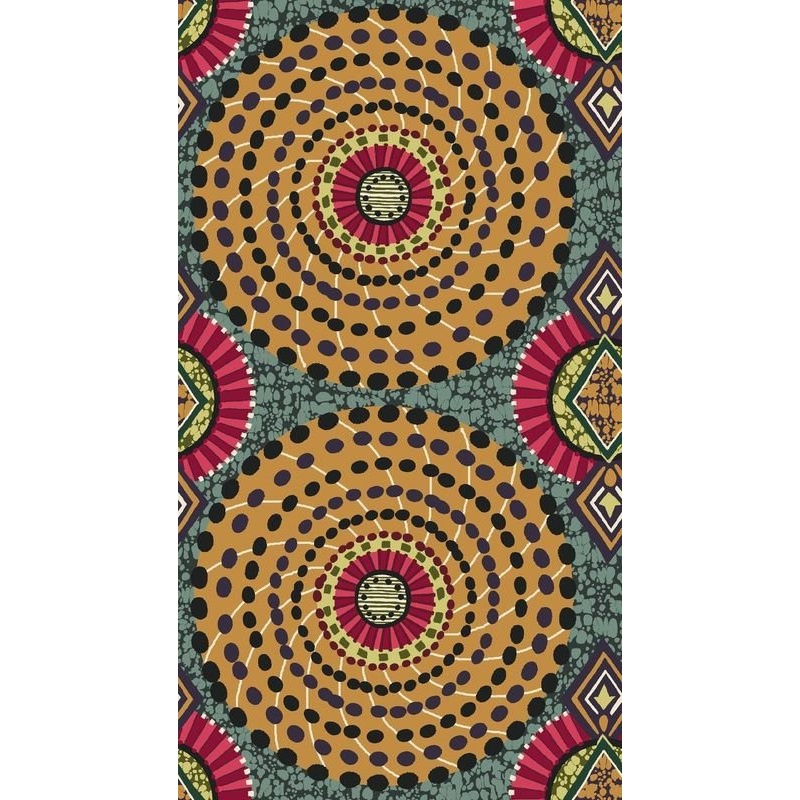 60" -Global Circles Metallic -Sage/Gold - 100% Cotton