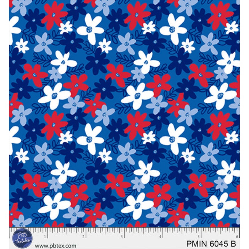 Blue Patriotic Minis PMIN-6045-B Cotton 44/45 Fabric Per Yard
