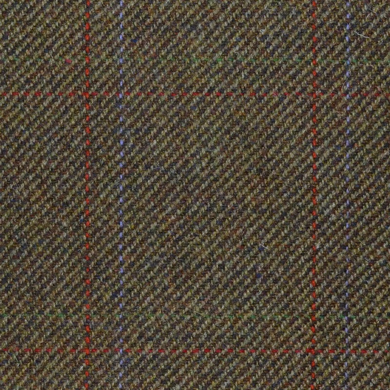Brown/Green with Red, Green & Purple Twin Check All Wool Sporting Tweed