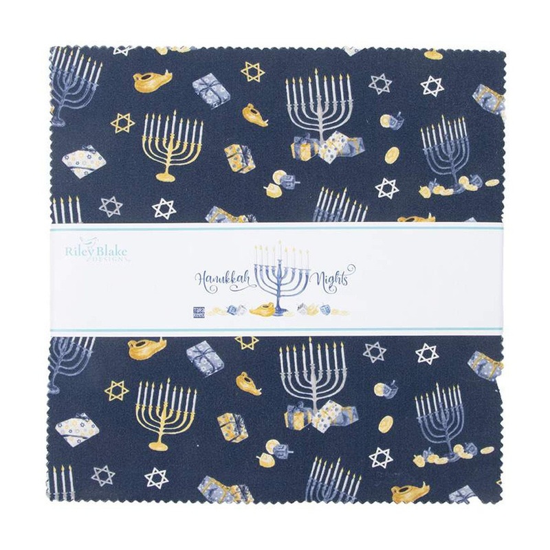 SALE 8 Nights, 8 Lights Layer Cake 10" Stacker Bundle - Riley Blake Designs - 42-Piece Precut - Hanukkah - Quilting Cotton Fabric